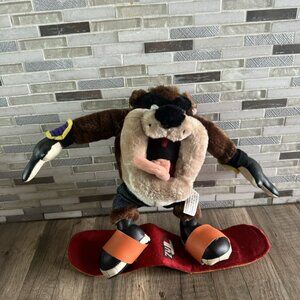 VINTAGE Taz/Tasmanian Devil on Skateboard Plush Looney Tunes 1998 12" tall
